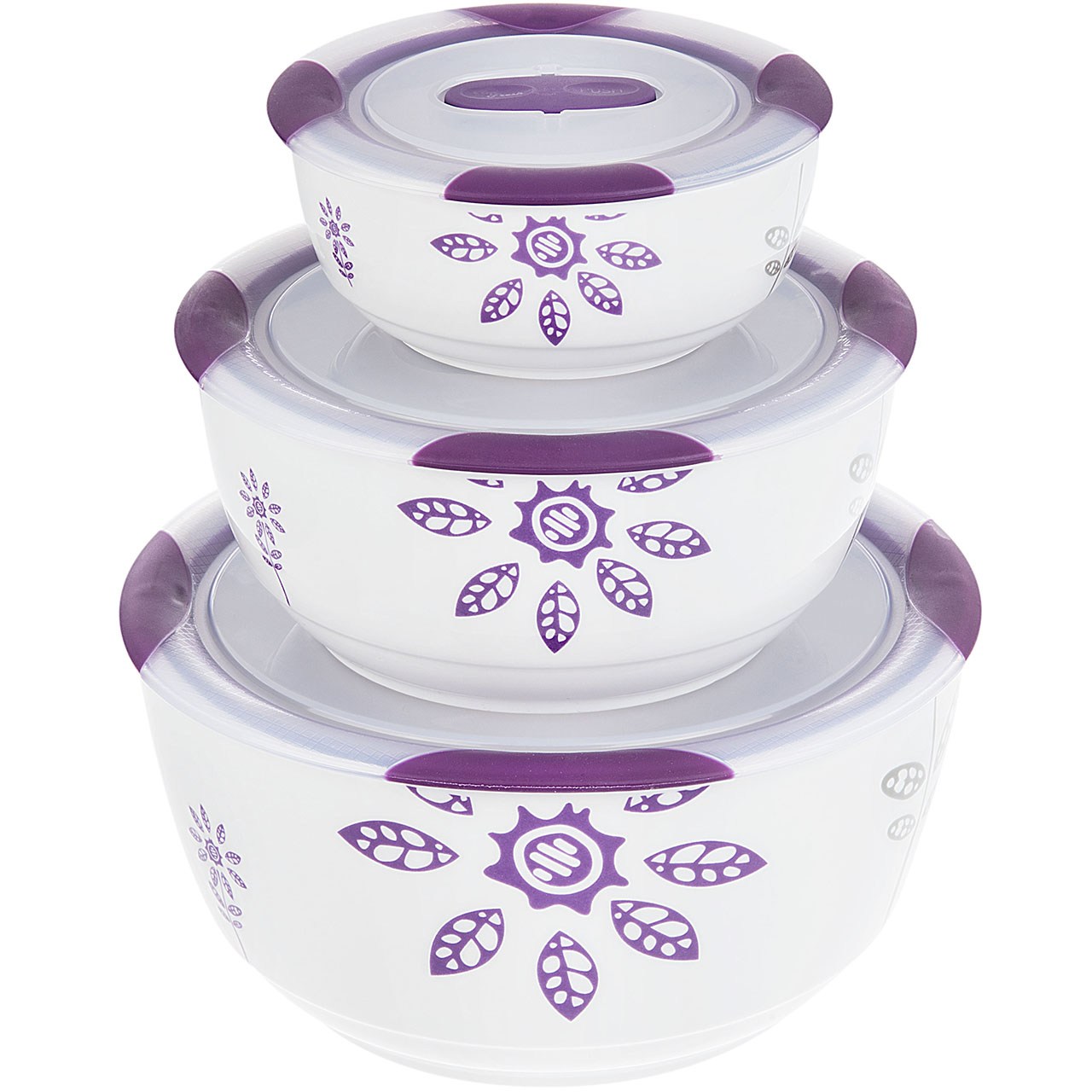 ست 3 تکه ظرف نگهدارنده باریکو مدل Round Purple Jasmine