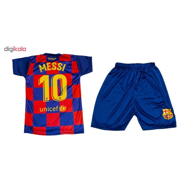 ست پیراهن وشورت ورزشی پسرانه طرح بارسلونا مدل مسی