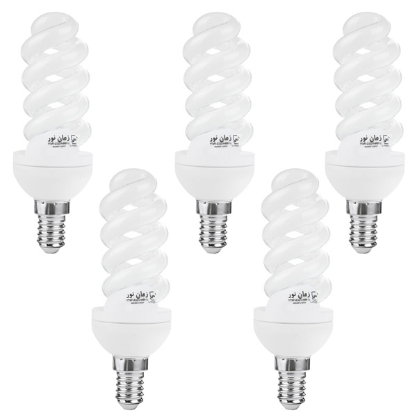 لامپ کم مصرف 11 وات زمان نور مدل AA پایه E14 بسته 5 عددی