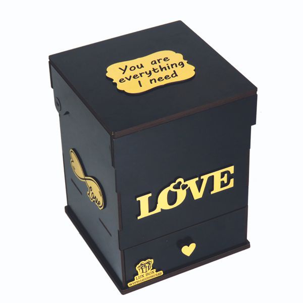 جعبه هدیه چوبی لوکس باکس طرح love کد LB200