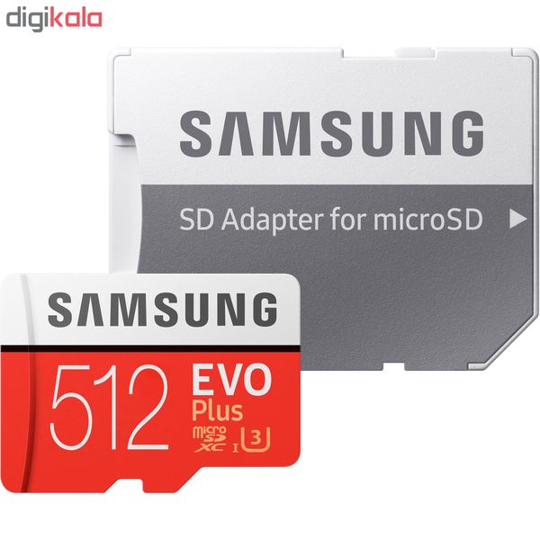 کارت حافظه‌ microSDXC سامسونگ مدل evo plus کلاس 10 استاندارد  UHS-I U1 سرعت 100MBps ظرفیت 512 گیگابایت به همراه آداپتور SD