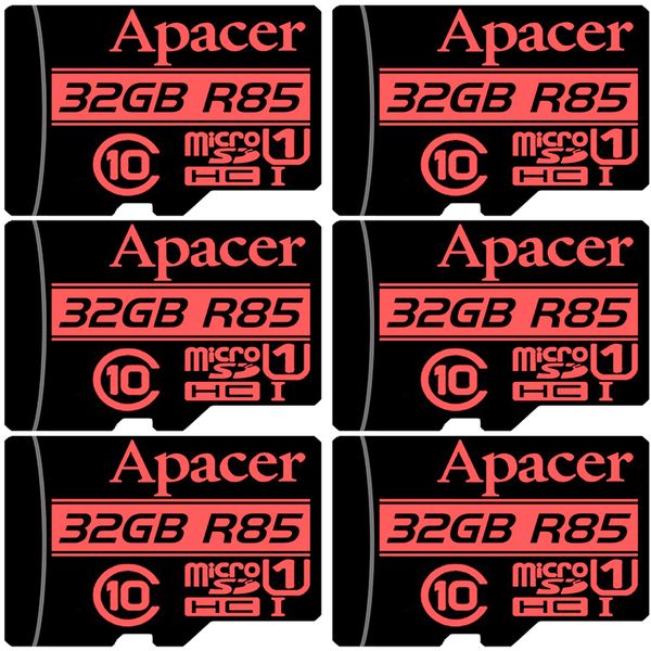 کارت حافظه microSDHC اپیسر مدل AP32G کلاس 10 استاندارد UHS-I U1 سرعت 85MBps ظرفیت 32 گیگابایت بسته 6 عددی
