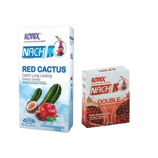 کاندوم ناچ کدکس مدل red cactus بسته 12 عددی به همراه کاندوم مدل double pomegranate بسته 3 عددی