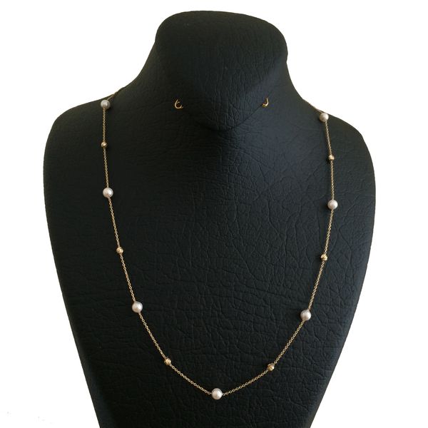 گردنبند طلا 18 عیار زنانه الماسین آذر کد Pearl01
