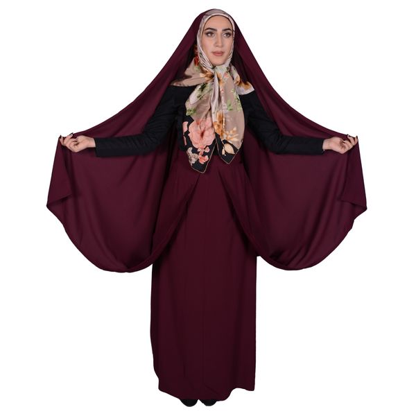 چادر قجری شهر حجاب کد 01 رنگ زرشکی