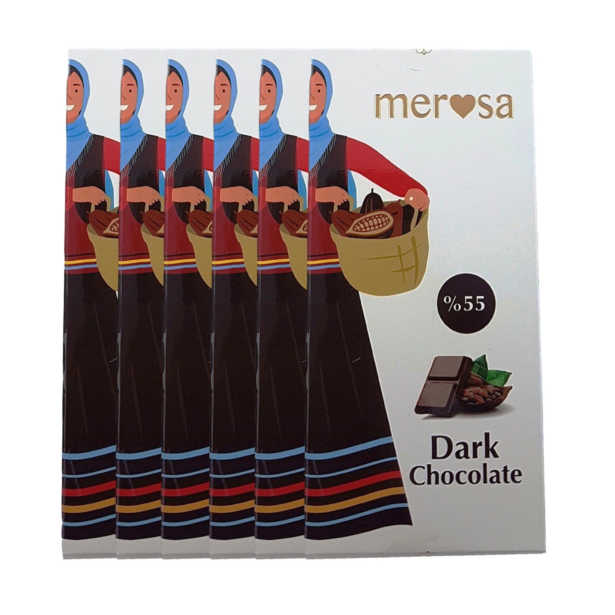 شکلات تلخ 55 درصد مروسا مقدار 100 گرم بسته 6 عددی 