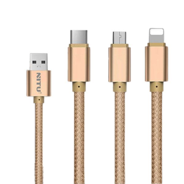 کابل تبدیل USB به لایتنینگ/microUSB/USB-C نیتو مدل NT-UC003 طول 1.2 متر