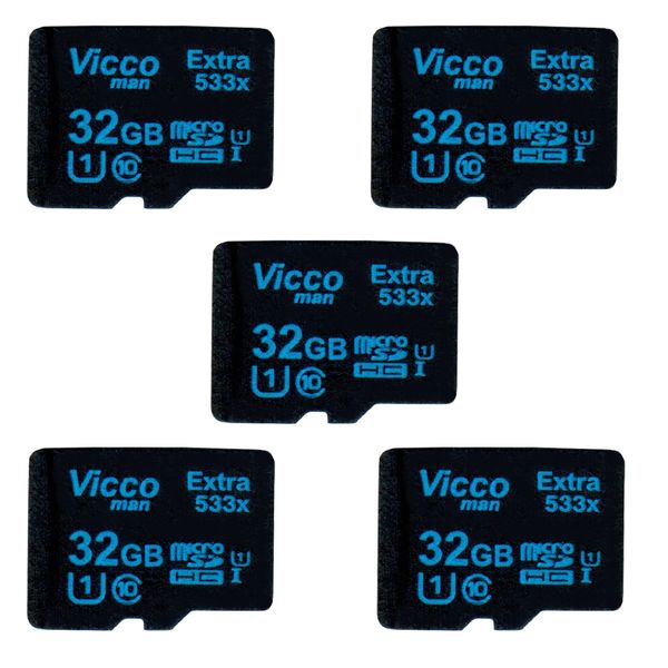کارت حافظه microSDHC ویکومن مدل Extre 533X کلاس 10 استاندارد UHS-I U1 سرعت80MBps ظرفیت 32 گیگابایت بسته 5 عددی