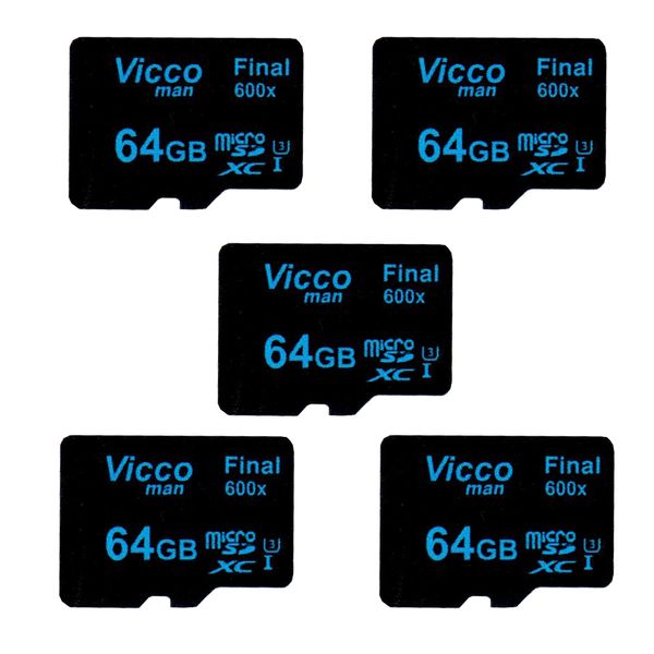کارت حافظه microSDXC ویکومن مدل Final 600x کلاس 10 استاندارد UHS-I U3 سرعت90MBps ظرفیت 64 گیگابایت بسته 5 عددی