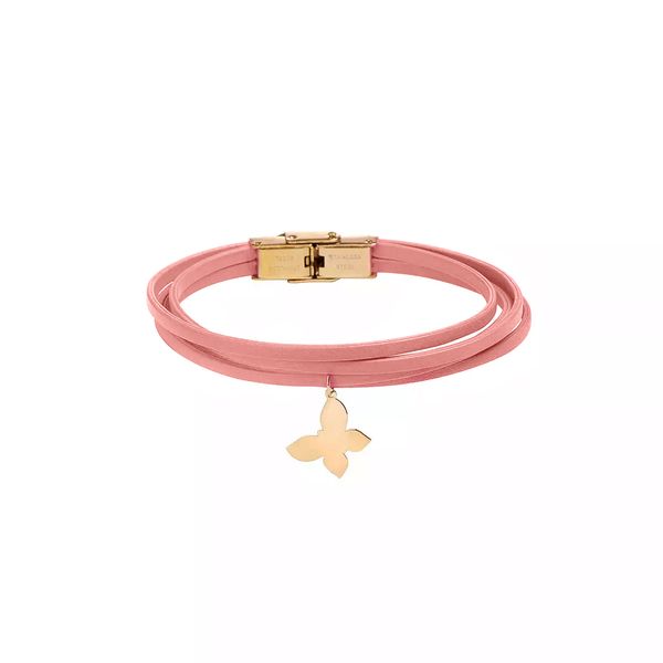 دستبند طلا 18 عیار زنانه گالری روبی مدل آویز پروانه توپر
