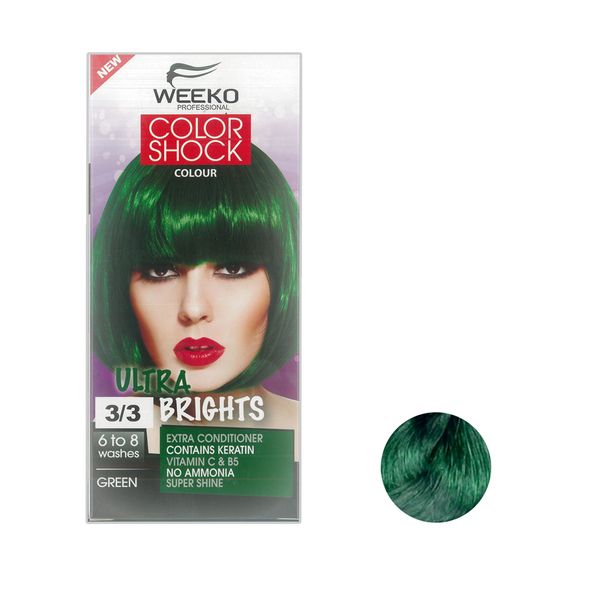 کیت رنگ مو ویکو مدل color shock شماره 3/3 حجم 80 میلی لیتر رنگ سبز