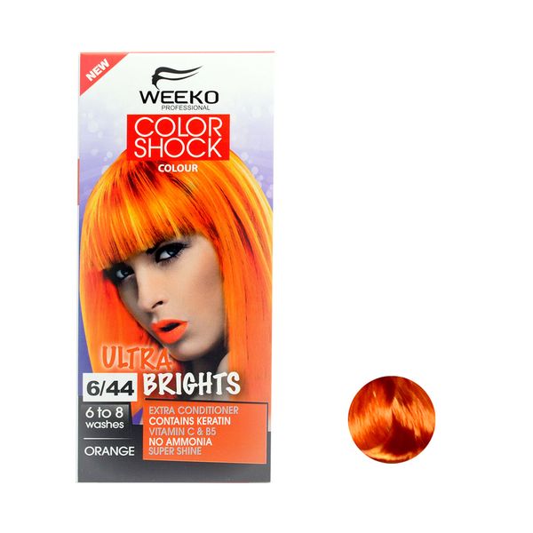 کیت رنگ مو ویکو مدل color shock شماره 6/44 حجم 80 میلی لیتر رنگ نارنجی