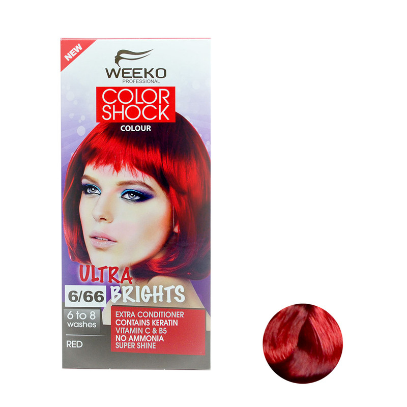 کیت رنگ مو ویکو مدل color shock شماره 6/66 حجم 80 میلی لیتر رنگ قرمز