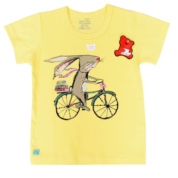 تی شرت آستین کوتاه نوزادی شابن طرح خرگوش و دوچرخه