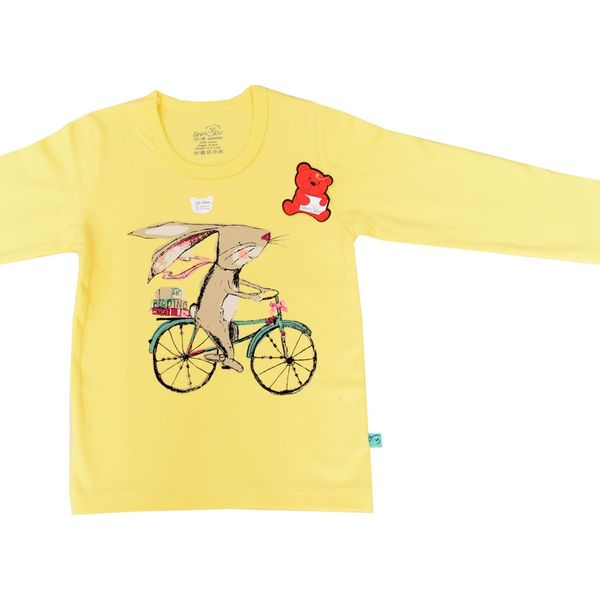 تی شرت آستین بلند نوزادی شابن طرح خرگوش و دوچرخه