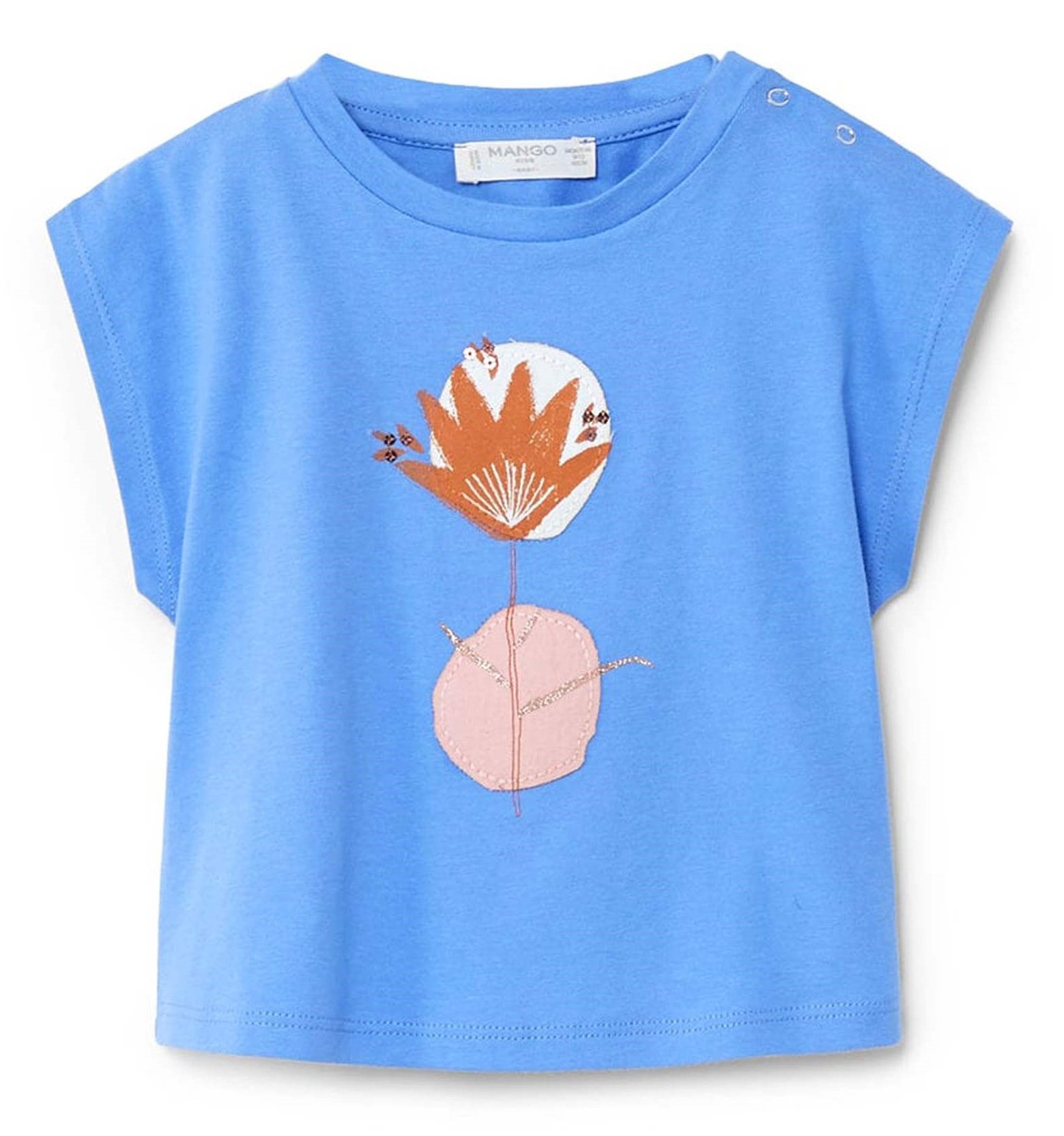 تی شرت نخی یقه گرد نوزادی دخترانه - مانگو