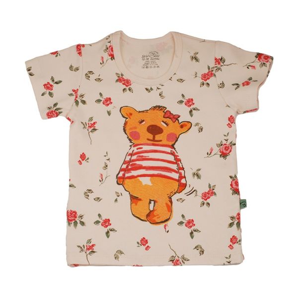 تی شرت آستین کوتاه دخترانه شابن طرح خرس دختر کد 2