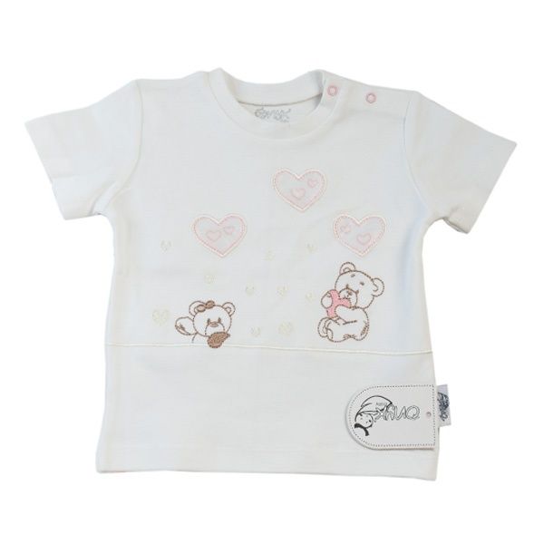 تی شرت آستین کوتاه نوزادی دخترانه اونیکس طرح قلب و خرس کد 017