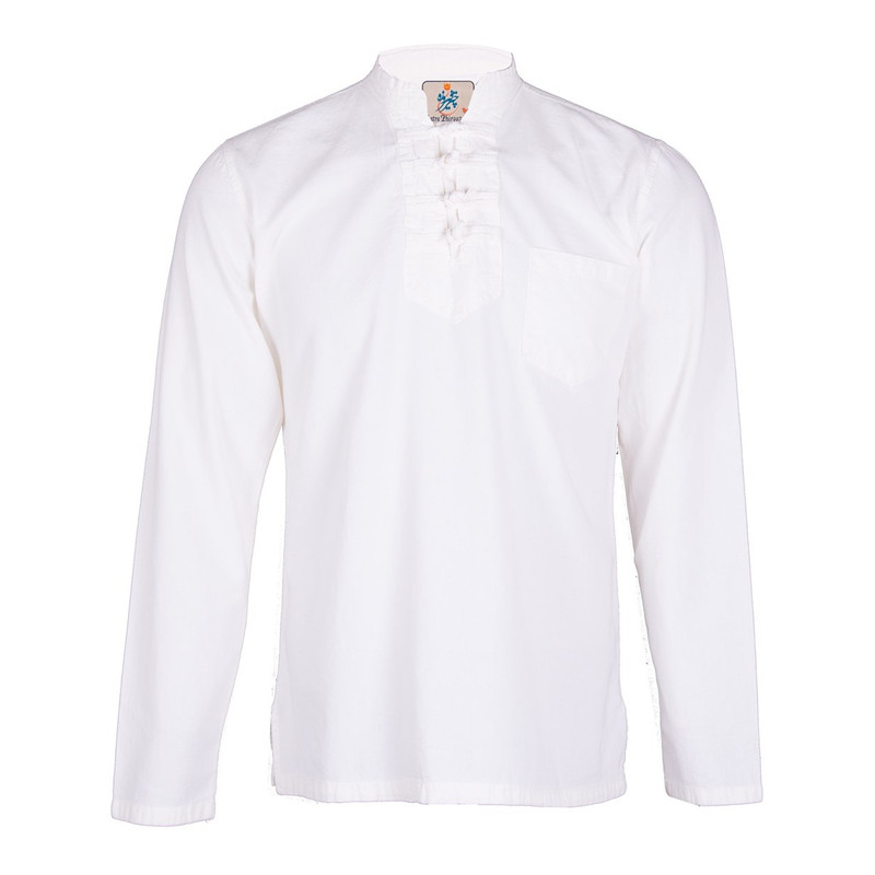 پیراهن مردانه الیاف طبیعی چترفیروزه مدل چهارگره سفید کد 5