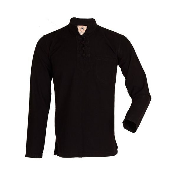 پیراهن مردانه الیاف طبیعی چترفیروزه مدل چهارگره مشکی کد 3