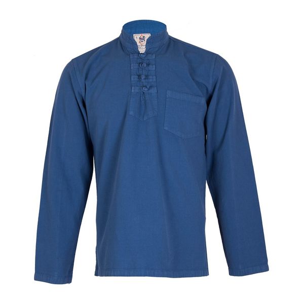 پیراهن مردانه الیاف طبیعی چترفیروزه مدل چهارگره آبی کد 2