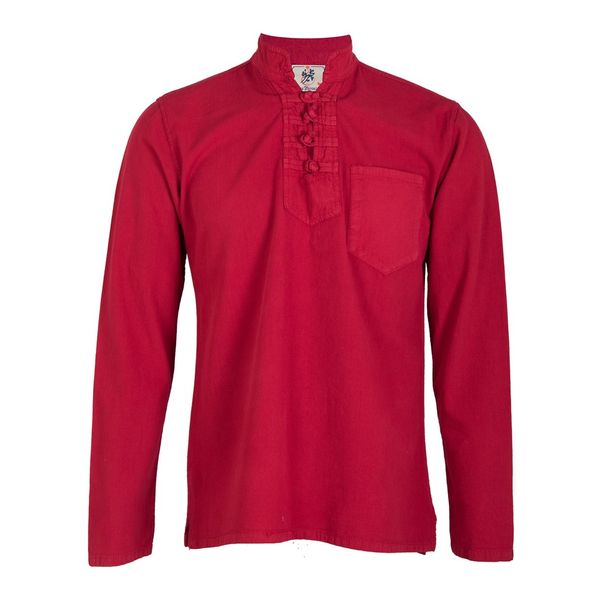 پیراهن مردانه الیاف طبیعی چترفیروزه مدل چهارگره قرمز کد 11