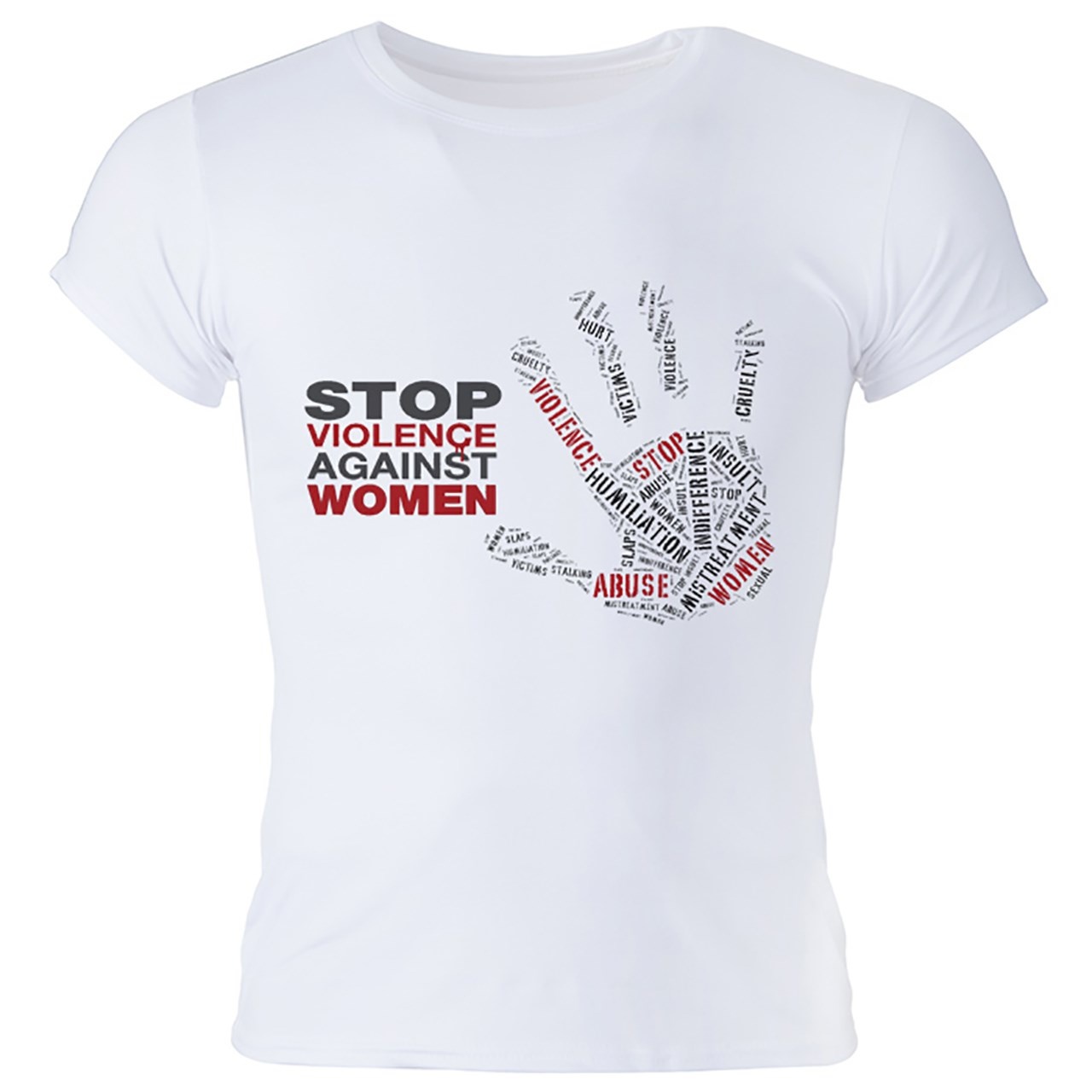 تی شرت زنانه گالری واو طرح خشونت علیه زنان را متوقف کنید کد CT20109