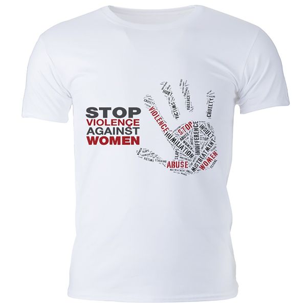 تی شرت مردانه گالری واو طرح خشونت علیه زنان را متوقف کنید کد CT10109