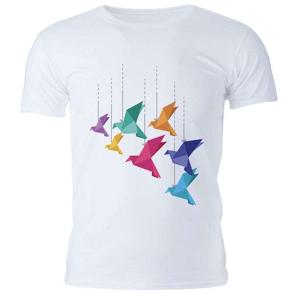 تی شرت مردانه گالری واو طرح پرندگان اوریگامی کد CT10205