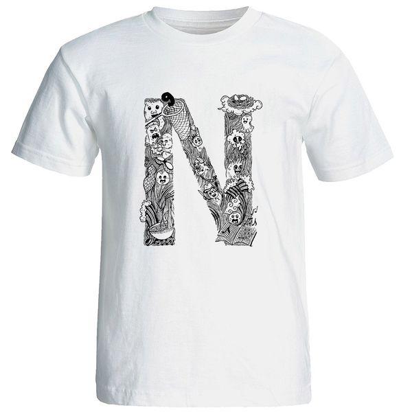 تی شرت آستین کوتاه مردانه شین دیزاین طرح حروف اول اسم N کد 4485