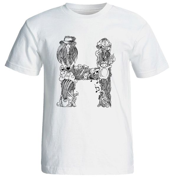 تی شرت آستین کوتاه مردانه شین دیزاین طرح حروف اول اسم H کد 4489