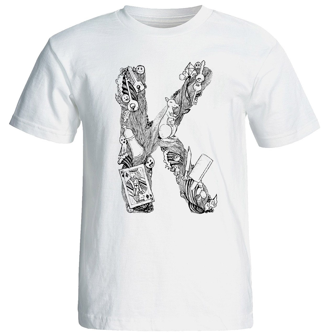 تی شرت آستین کوتاه مردانه شین دیزاین طرح حروف اول اسم K کد 4550