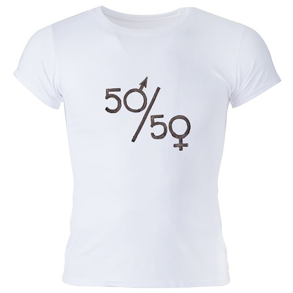تی شرت زنانه گالری واو طرح پنجاه پنجاه کدCT20305