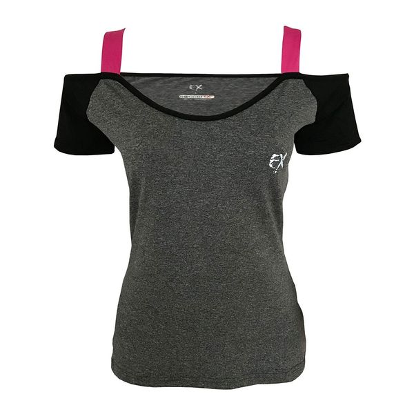تی شرت ورزشی زنانه ساکریکس مدل LTSH566.D GRY BLK