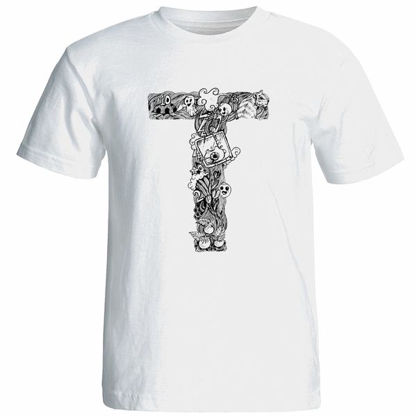 تی شرت آستین کوتاه زنانه شین دیزاین طرح حروف اول اسم T کد 4556