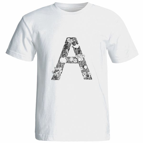 تی شرت آستین کوتاه زنانه شین دیزاین طرح حروف اول اسم A کد 4496