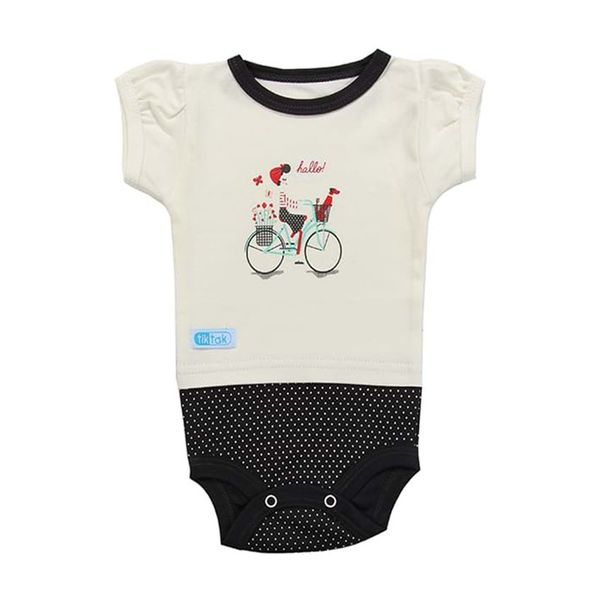 زیردکمه دار آستین کوتاه نوزادی تیک تاک طرح دوچرخه خالدار