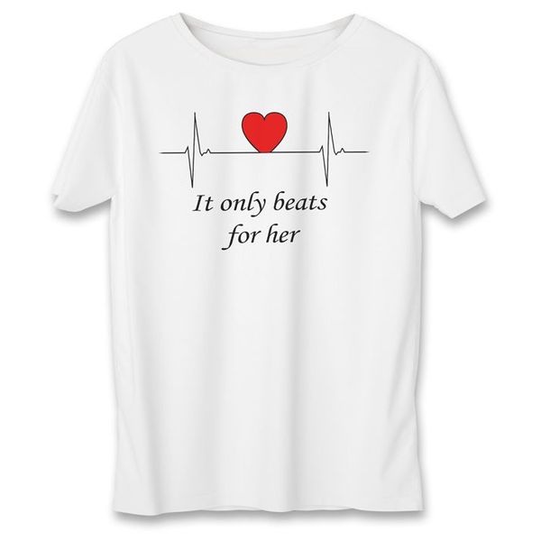 تی شرت زنانه به رسم طرح ضربان قلب کد 575
