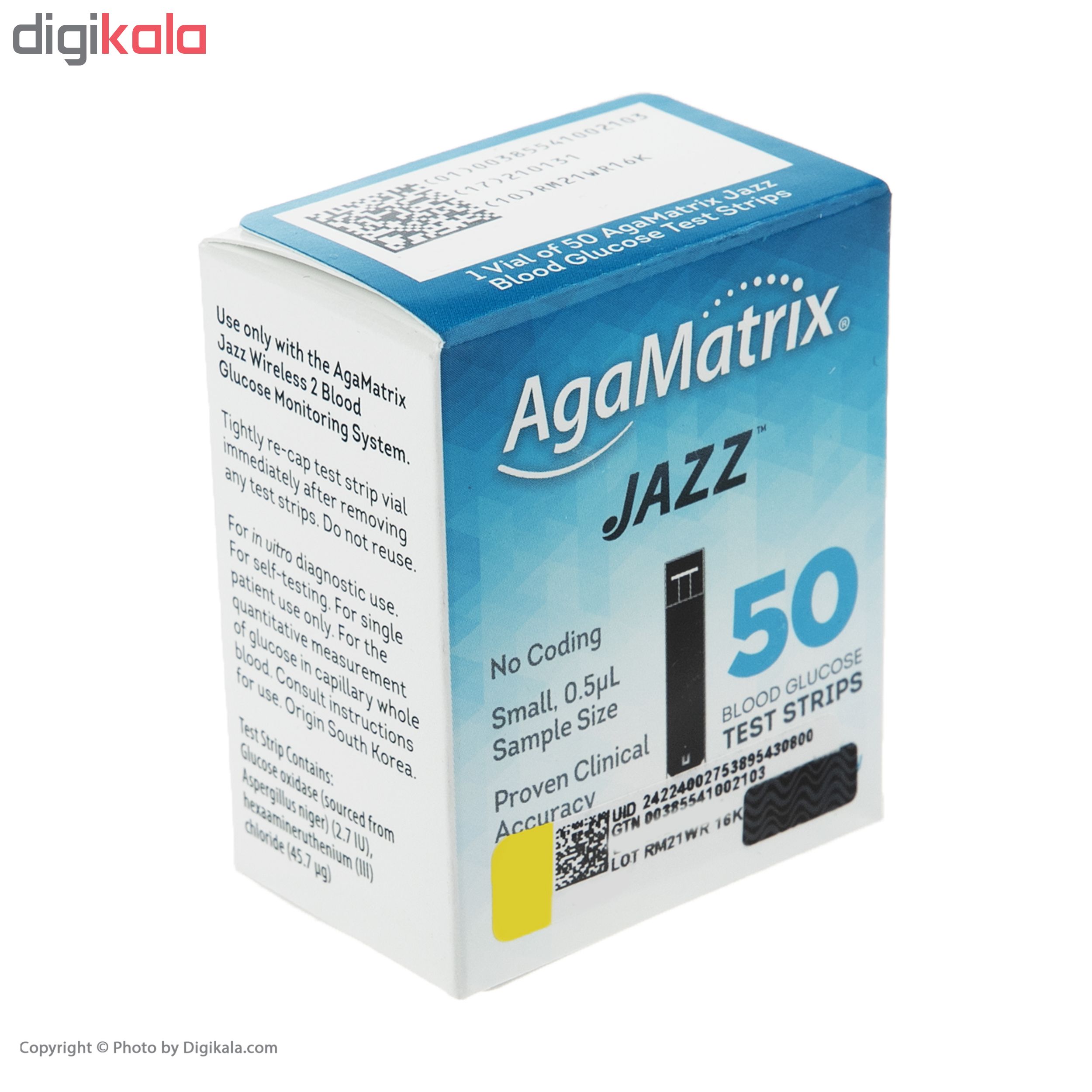 دستگاه تست قند خون آگاماتریکس مدل AgaMatrix Jazz Wireless 2 به همراه نوار تست قند خون بسته 50 عددی