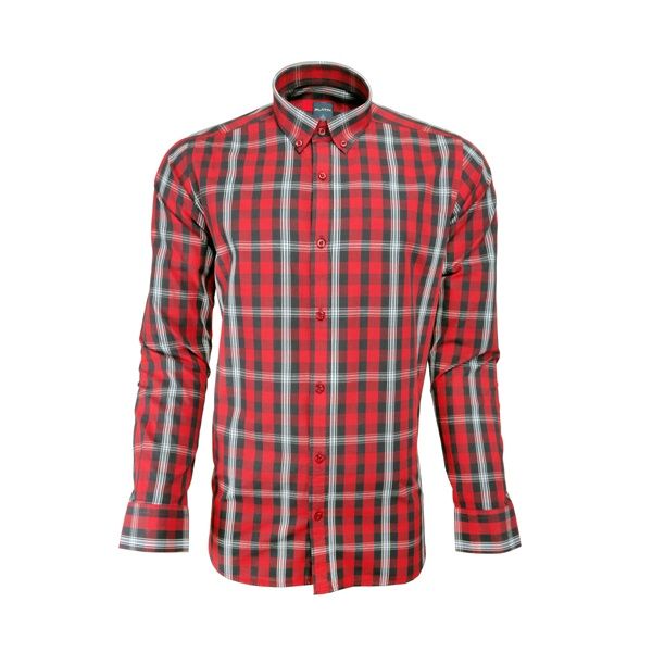 پیراهن مردانه پلاتین طرح چهارخانه کد 1023 رنگ قرمز