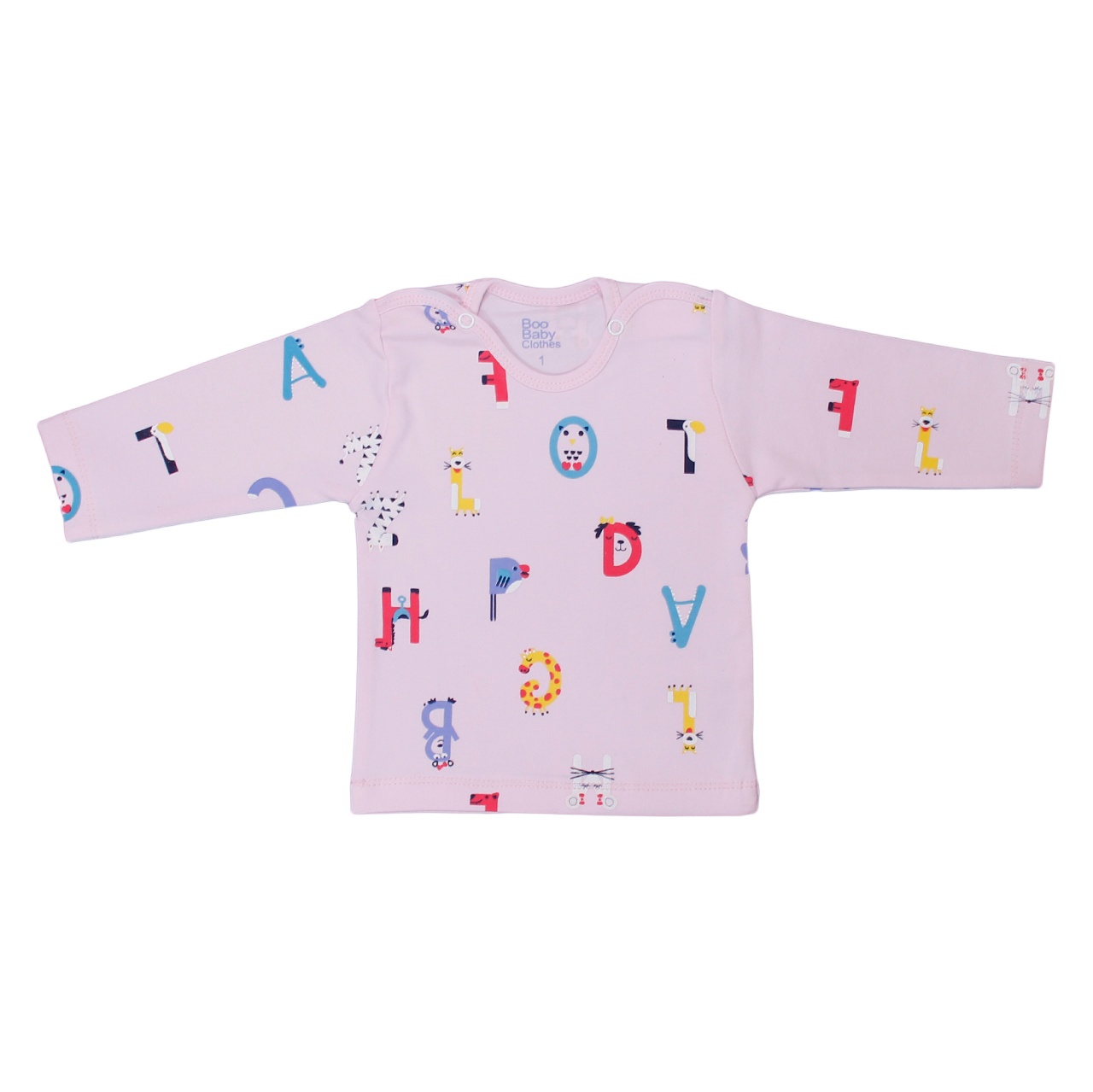 تی شرت آستین بلند نوزاد بیبی بو طرح alphabet