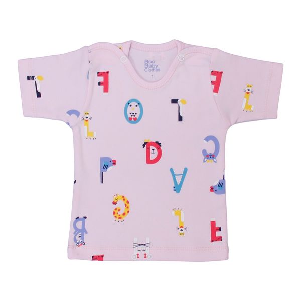 تی شرت آستین کوتاه نوزاد بیبی بو طرح alphabet