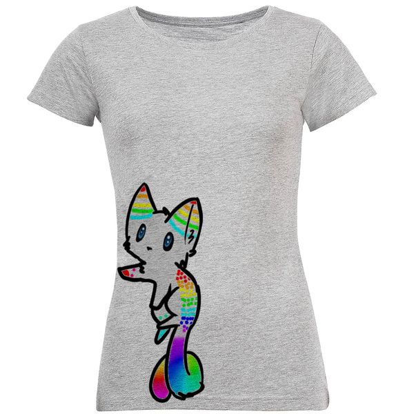 تی شرت آستین کوتاه زنانه طرح گربه مدل S253