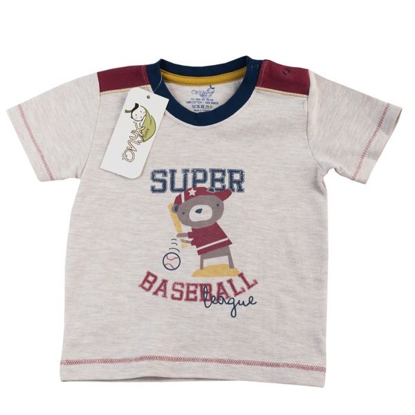 تی شرت آستین کوتاه نوزادی پسرانه اونیکس طرح بیسبال کد 017