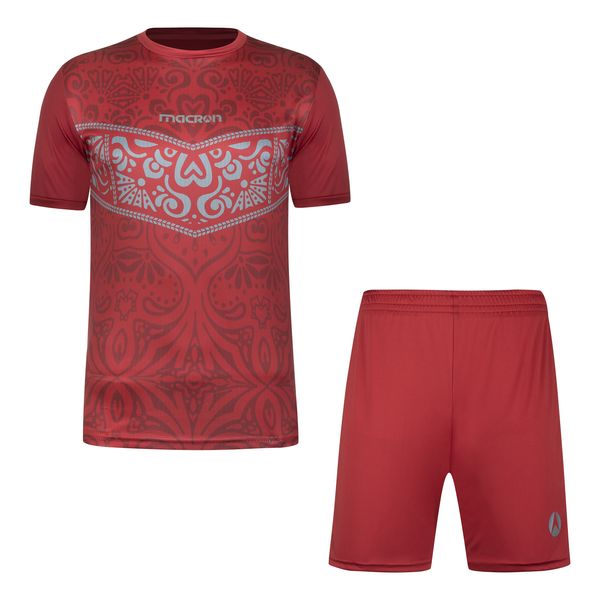 ست تی شرت و شلوارک ورزشی مردانه مکرون مدل شیراز رنگ قرمز