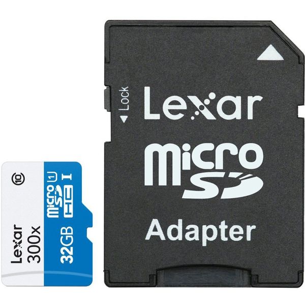 کارت حافظه‌ microSDHC لکسار مدل Mobile/Sport کلاس 10 استاندارد UHS-I U1 سرعت 45MBps 300X به همراه آداپتور SD ظرفیت 32 گیگابایت
