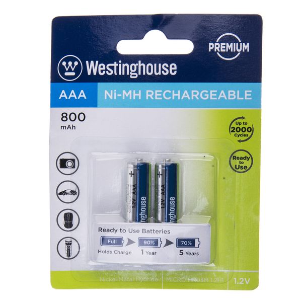 باتری قابل‌شارژ قلمی وستینگ هاوس مدل Ni-MH Rechargeable بسته‌ی 2 عددی