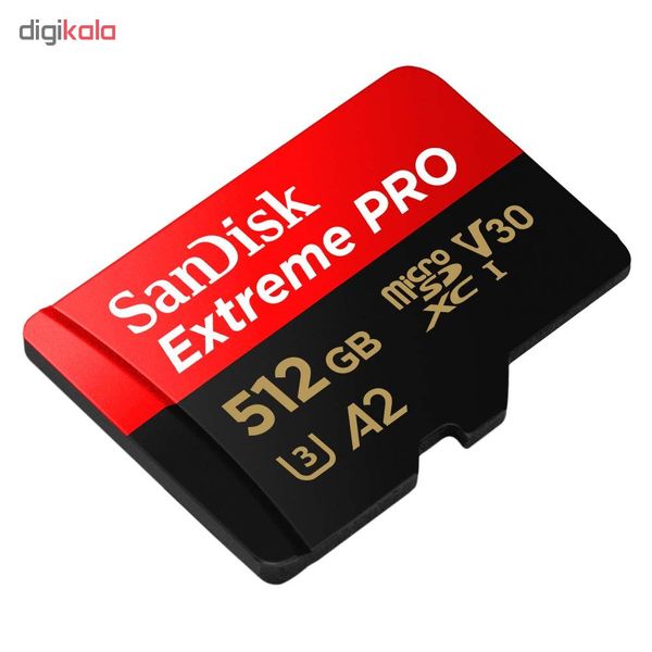 کارت حافظه microSDXC سن دیسک مدل Extreme PRO کلاس A2 استاندارد UHS-I U3 سرعت 170MBs ظرفیت 512 گیگابایت به همراه آداپتور SD
