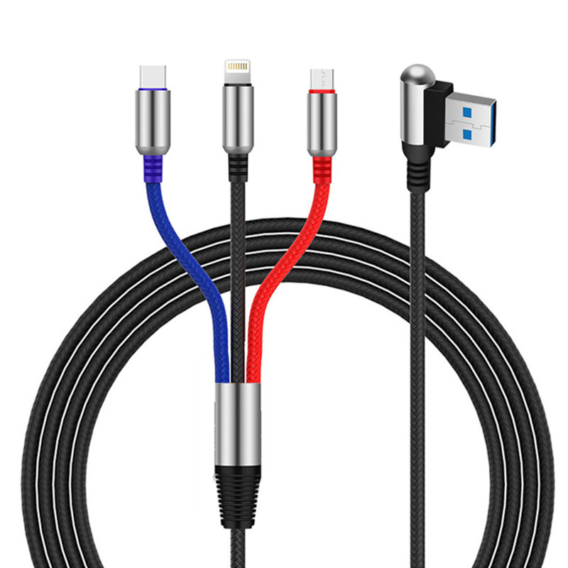 کابل تبدیل USB به لایتنینگ/USB-C/microUSB وایکینگز مدل aio-100 طول 1.2 متر