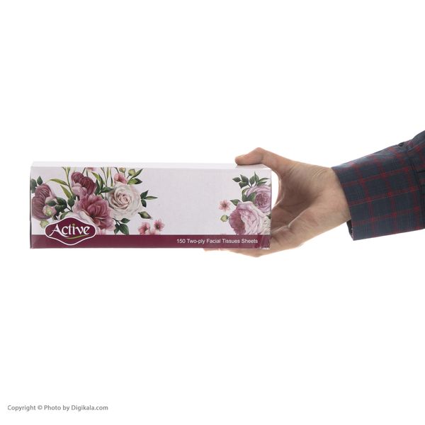 دستمال کاغذی 150 برگ اکتیو مدل Voilet Rose